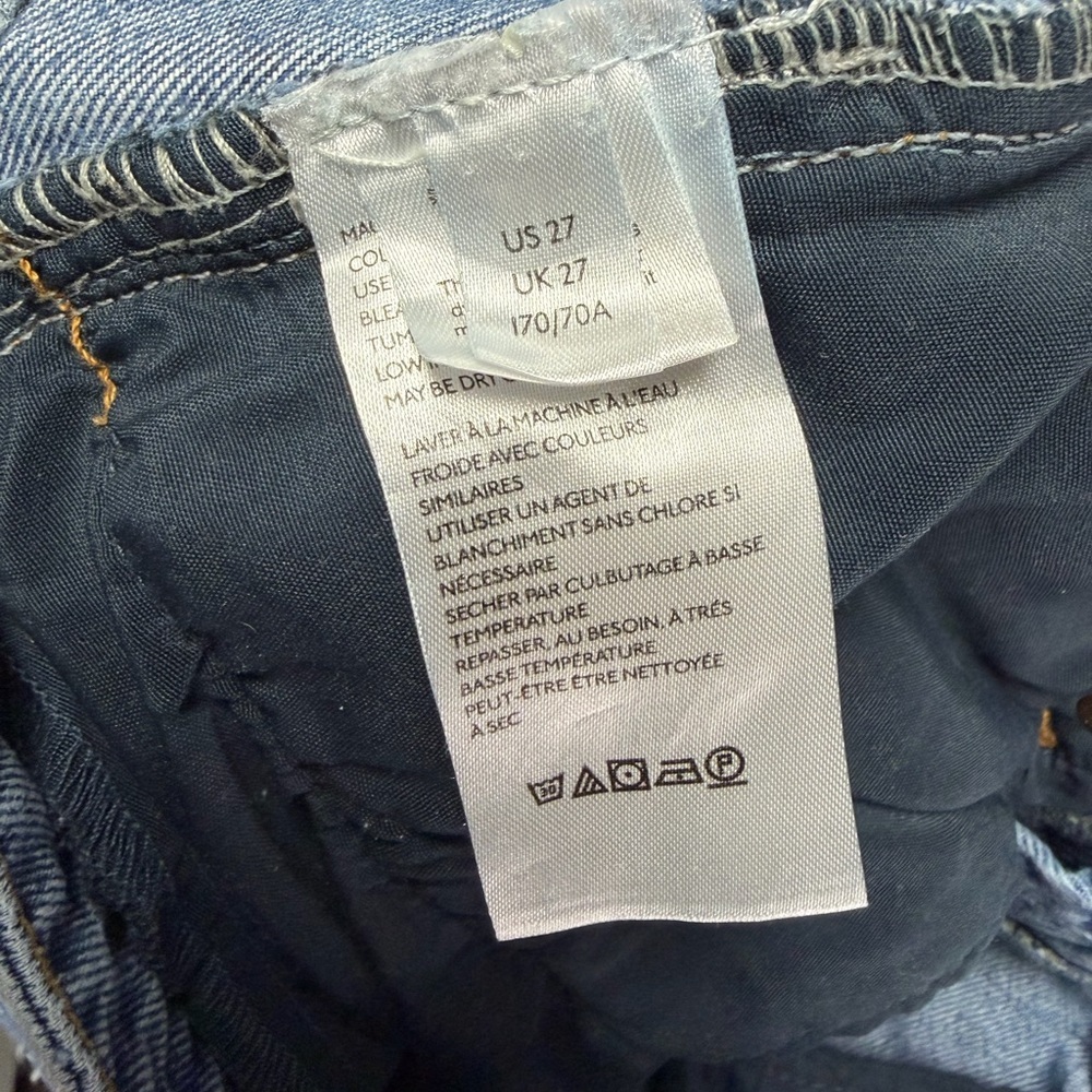 We The Free by Free People Dakota Straight Leg Distressed Fray Hem Jeans Size 27 - Picture 10 of 11